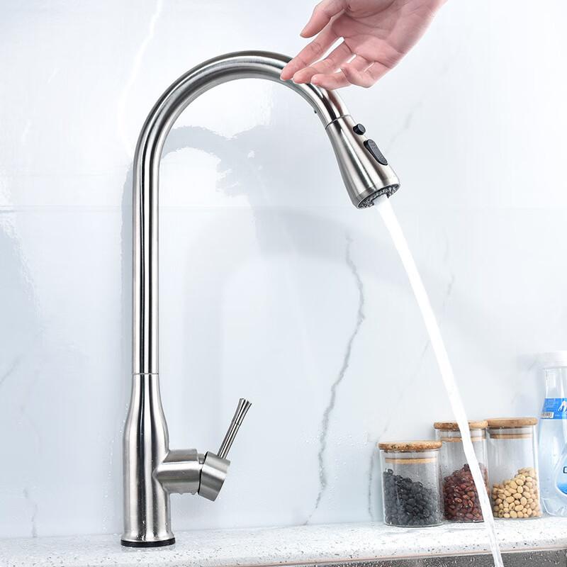 TLXT Black Pull-Out Kitchen Faucet