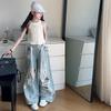 Fashion Girl Stylish Streetwear Y2k Jeans Kids Lace Drawstring Denim Pants Child Hip Hop Ripped Jeans Trousers with Holes