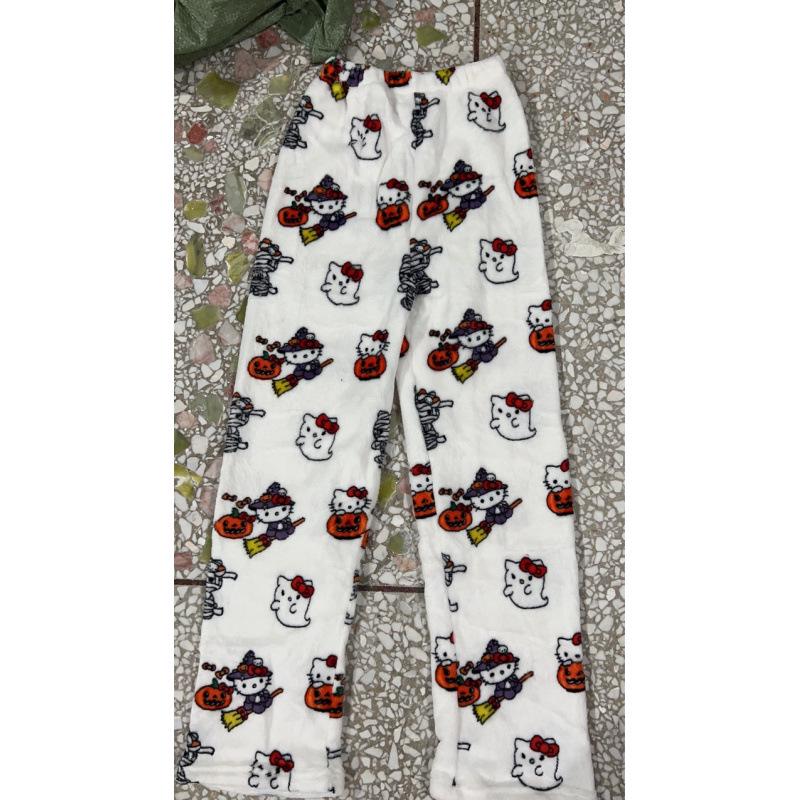 Cartoon Cat Christmas Flannel Pajama Pants for Women - Cozy Winter Kitty Fleece Lounge Wear