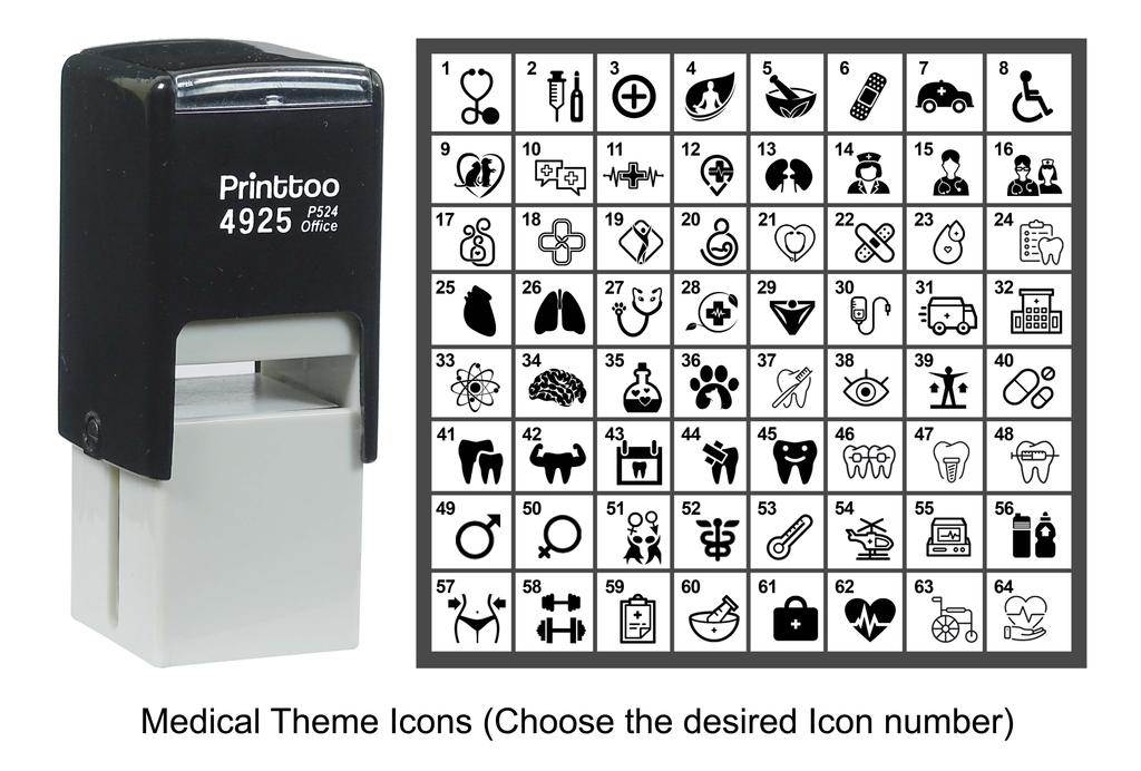 Printtoo Medical Theme Icons Rubber Stamp Self Inking Stamper 24 Mm