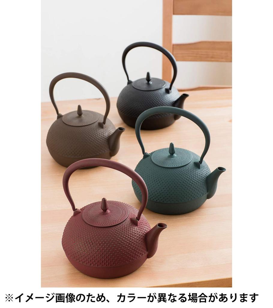Ikenaga Iron Works Iron Kettle, 1.2L, Made in Japan, Induction Compatible, Nanbu Ironware, Gardenia and Green Bamboo Design