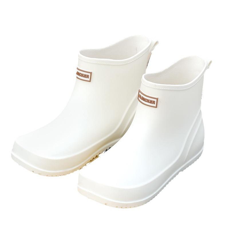 Women's Short Rain Shoes Simple and Fashionable Rain Boots Women's Round Head Outdoor Wading Shoes Non-slip Versatile Rubber Shoes Warm Short Boots