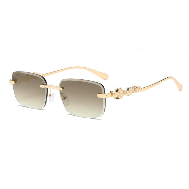 Square frameless sunglasses European and American new anti-ultraviolet trimmed sunglasses personalized street shot decorative sunshades