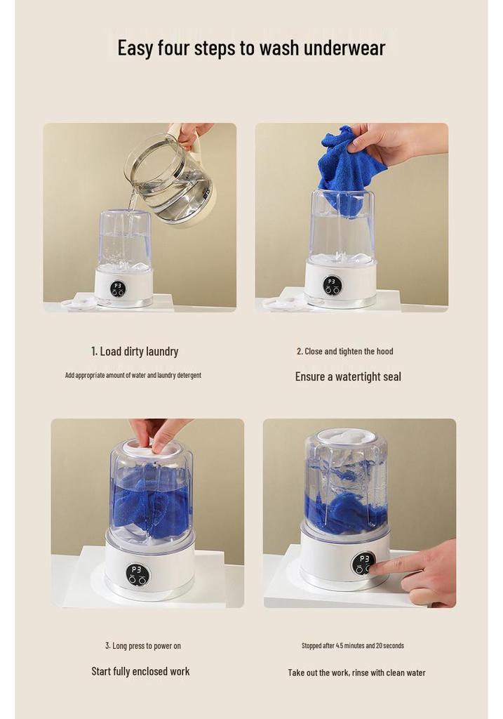 Compact Wireless Portable Sock Washing Machine: Mini Underwear Washer, No Installation Needed