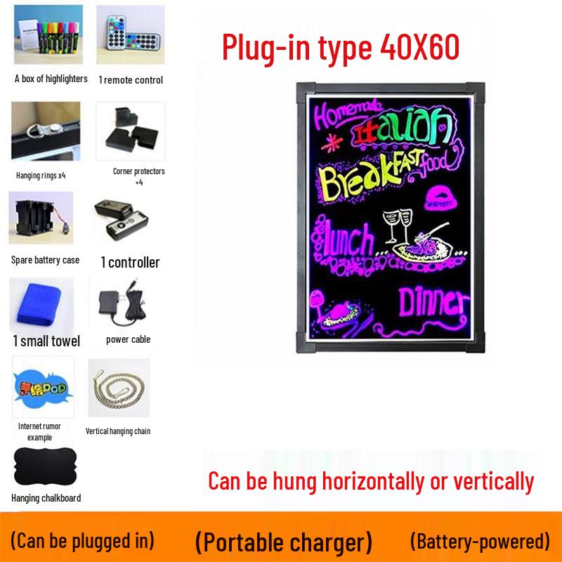 LED Blackboard Stall Display Sign - Luminous Advertising Menu Board