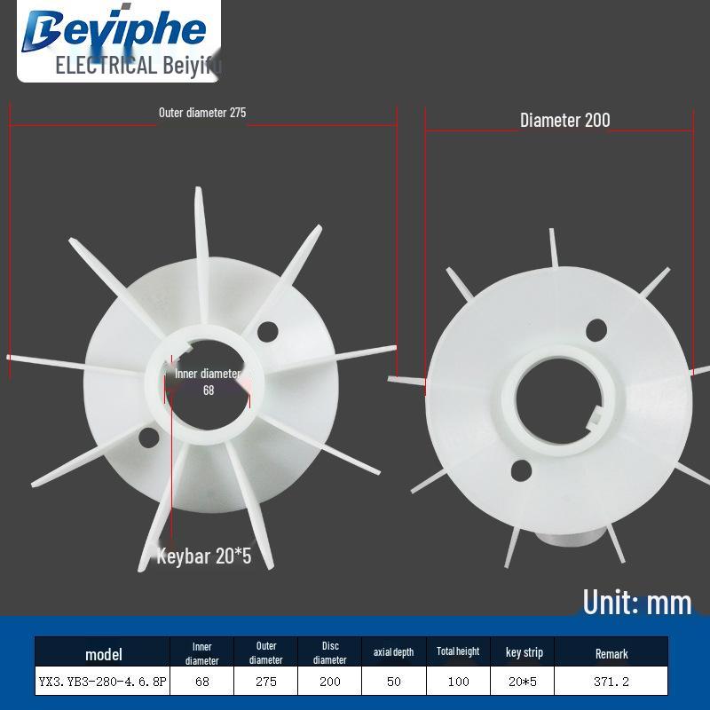 High-Temperature Resistant Y3/YX3 Plastic Cooling Fan Blade 0.55-160KW Energy Saving, New YE3.