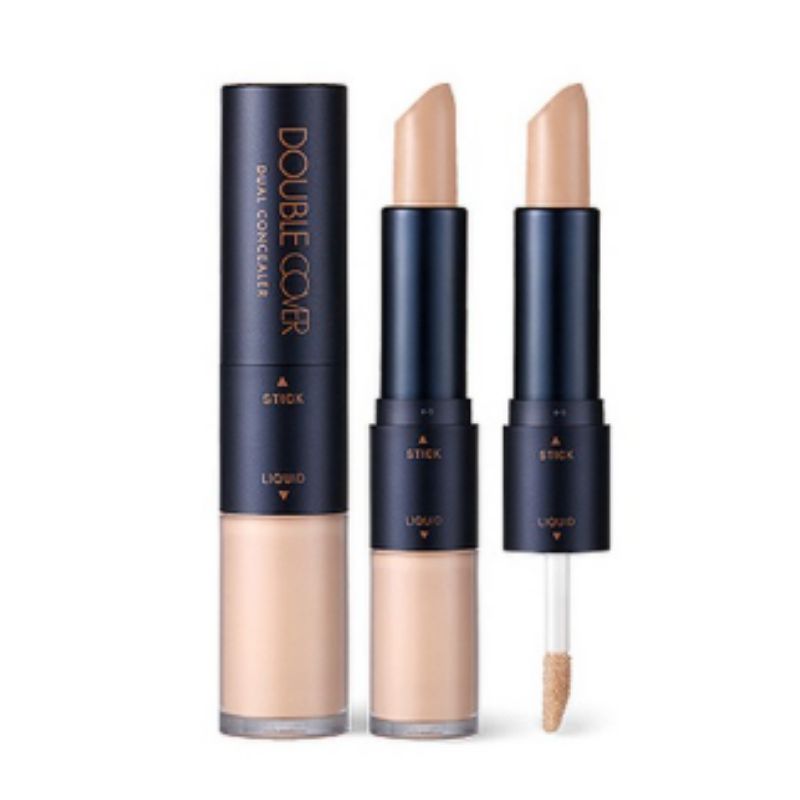 TONYMOLY Double Cover Dual Concealer 8g – High Coverage Stick & Liquid Concealer for Flawless Skin