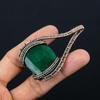 Lab-Created Emerald Gemstone Pure Copper Wire Wrapped Designer Handmade Pendant Jewelry For Gift