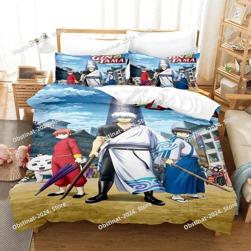 3D Printed Gintama Bedding Set Anime Gintoki Sakata Printed Bed Set Duvet Cover Pillowcase Bed Linen Sheet Quilt Cover Full Size