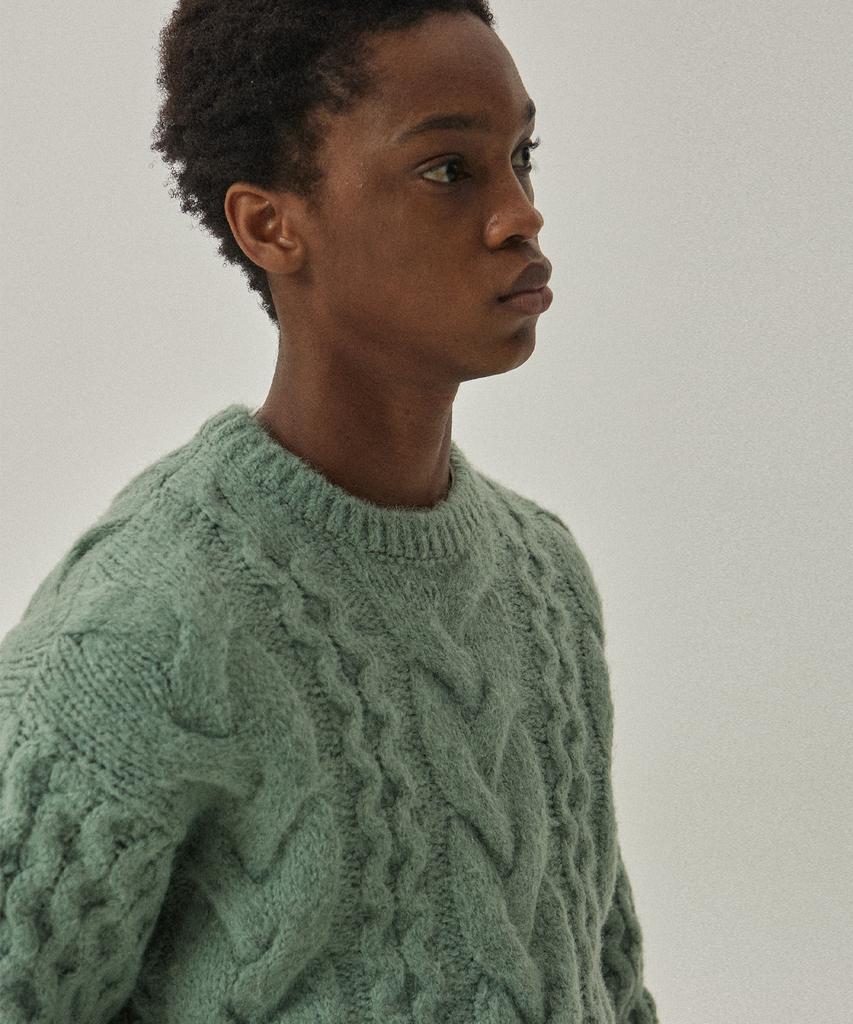 MAGOODGAN Knit 3951 Fisherman Mint Crewneck Sweater