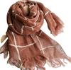 100% Linen Large Plaid Scarf Spring And Summer Sun Shade Vacation Scarves High Quality Foulard Shawls Scarves 60X180Cm