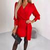 Autumn/Winter 2024 Long Sleeve V-Neck Zipper Dress for Women