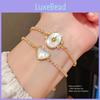 Light Luxury Geometric Oval Charm Bracelet With Zircon And Mother Of Pearl For Women