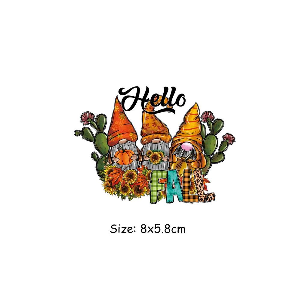 Hello Fall Patch For Clothing Sunflower Heat Press Appliqued T-Shirt Parches Ropa Hoodies Clothes Stickers Diy Craft Supplies