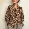 Women's Leopard Print Button Front Cardigan with Collared Neckline for Casual Wear