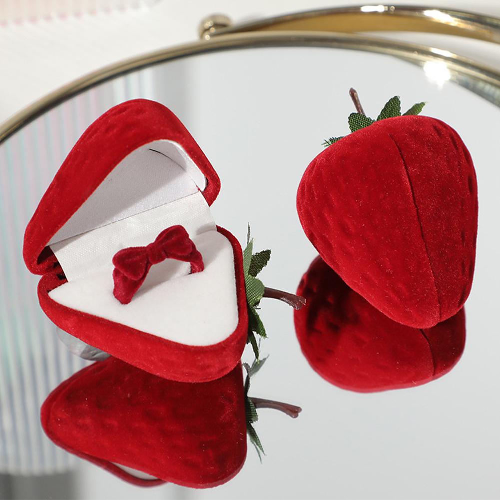 Strawberry Ring Box Children's Cute Jewelry Box Plush Storage Box Gift Box Jewelry Box