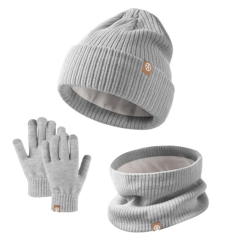 3pcs Winter Children's Knitted Hat Gloves Scarf Set Outdoor Thick Warm Beanies Hats for Kids Fleece Boys Girls Hats Scarf Set