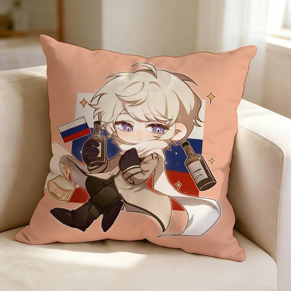 H-Hetalia W-World Stars I-Ivan Braginsky Square Double-Sided printed Pillow Case Bedroom Bedside Pillow Sofa Cushion Cover