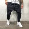 Men Harem Pants Solid Color Ankle Tied Streetwear Hip Hop Double Layer Running Baggy Pants for Jogging