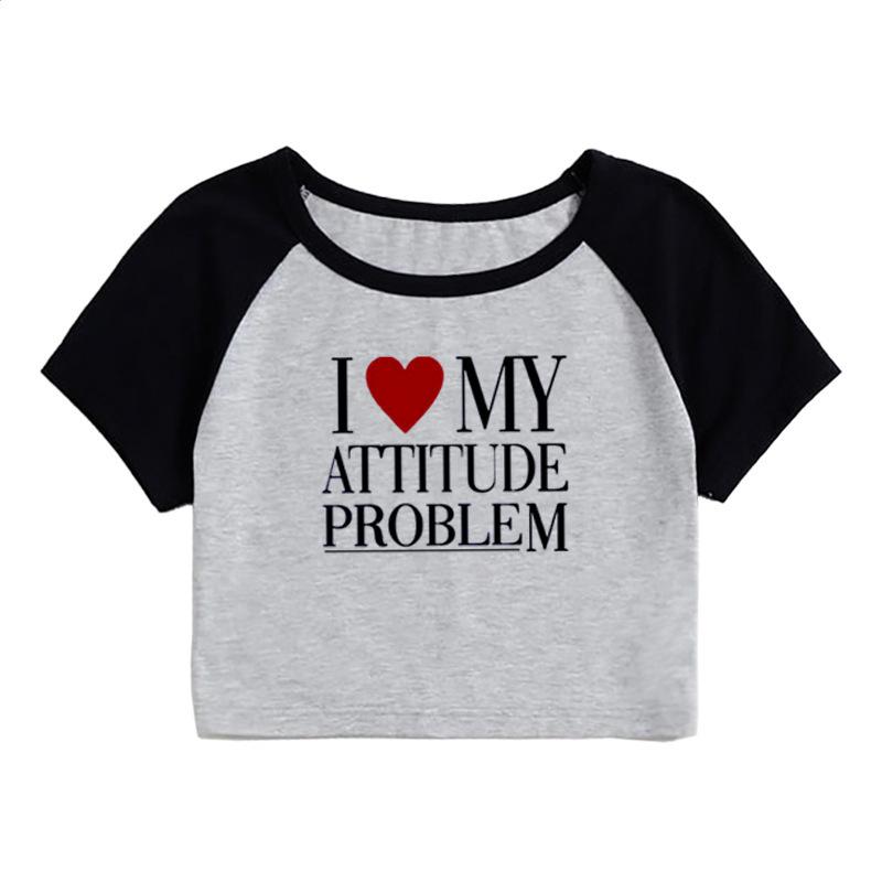 New European and American Spice Girls alphabet-printed navel top summer round neck pullover slim shoulder sleeves short T-shirt