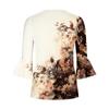 Ladies Top Floral Print V-Neck Short Sleeve Button T-Shirt
