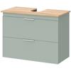 Under-sink Cabinet, Bathroom Cabinet with 2 Drawers, Modern Style, 80 X 40 X 60 Cm, Green and Natural Wood