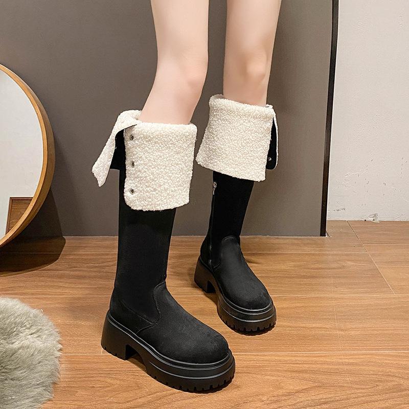 Small over-the-knee boots for women 2025 autumn and winter new temperament French retro fashion thick heel high elastic boots for women
