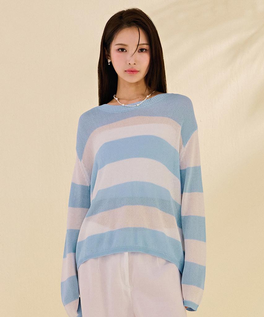 CHASECULT Women'S Striped Crop Long Sleeve Sweater-Dbrg5675D0D