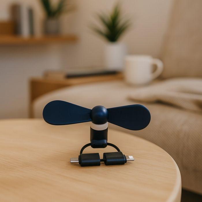 Mini Ventilateurs - TOUS À LA PLAGE - 3 en 1 - USB, Lightning, Micro USB - Pack de 2 - Multicolore