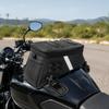 Motorcycle Tank Storage Bag, 5L Polyester Fabric Pouch with Buckle Strap Mounting, Top Opening Access and Carry Along Use for Road Travel Stops