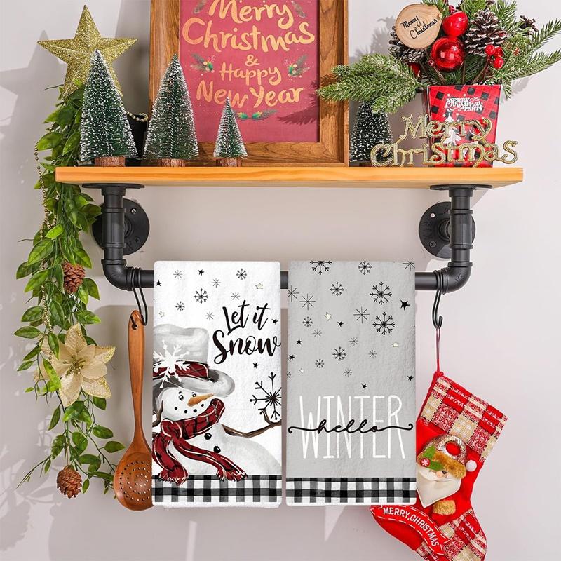 2pcs Christmas Kitchen Towels Santa Snowman Reusable Hand Towels Christmas Decoration for Home 2025 Navidad Natal Gifts New Year