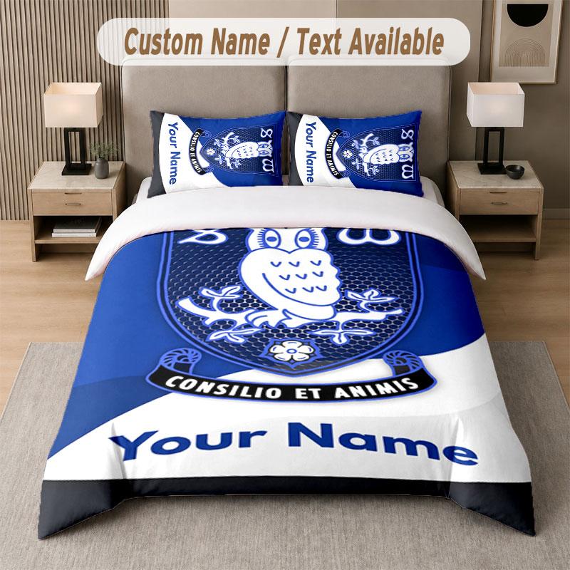 Custom Bedding Set Sheffield Wednesday FC Pattern, Print Name Text 1 Duvet Cover Plus 2 Pillowcases Home Textile