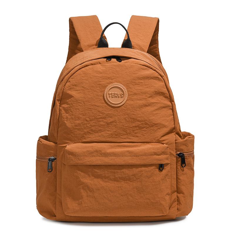 Outdoor Nylon Backpack Women Solid Color Backpack Student Schoolbag