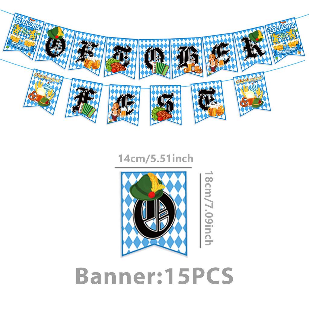 Germany Oktoberfest Party Set: Tableware, Banner, Balloons, Honeycomb Decorations