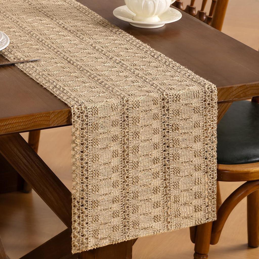 Burlap Jute Crochet Table Runner – Dining Table Decoration