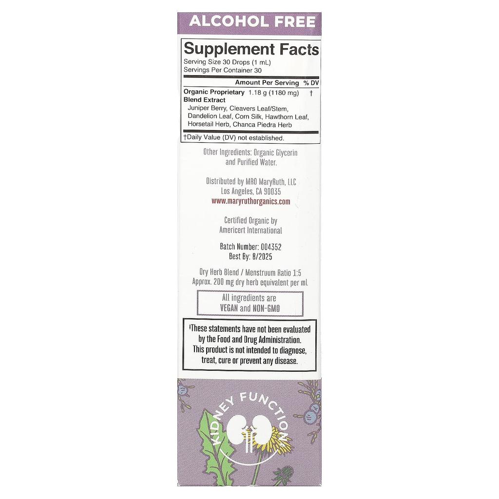 MaryRuth's Organic Kidney and Bladder Liquid Extract, Alcohol-Free, 1 Fl Oz (30 Ml)