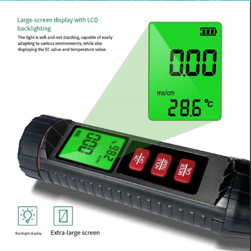 3 In 1 Digital EC Meter Temperature Humidity EC Soil Tester High Accuracy Detector Garden Planting Flower Soil Analyzer