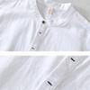 Summer T-shirts for Men Summer Daily Casual Simple Men Tops&Tees Chinese Style Men Clothing Cotton Linens Stand Collar Short Sleeve White T-Shirt 4XL