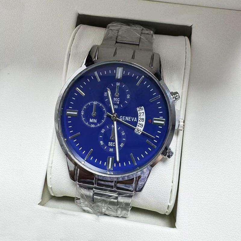 

Модний чоловічий годинник з нержавіючої сталі, розкішний календарний кварцовий наручний годинник, чоловічі ділові годинники для чоловіка, годинник Montre Homme синій/срібний