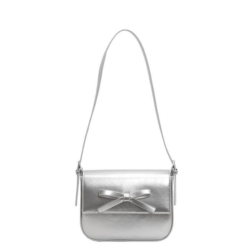 Texture Fashion Shoulder Women's Bag New Spring and Summer Fashion Small Square Bag Bow Shoulder Bag Tide