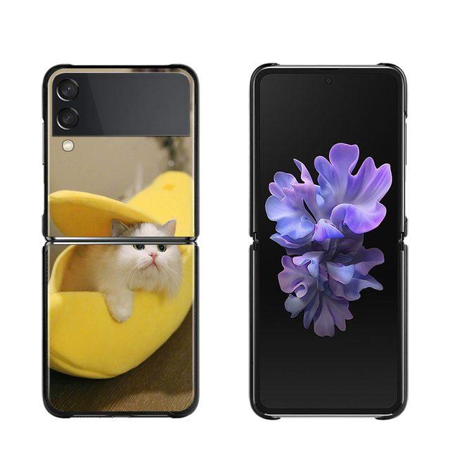Cute Cat Kitten Phone Protective Case For Samsung Galaxy Z Flip3 5g Back Cases For Samsung Z Flip Capa Black Shell Fundas