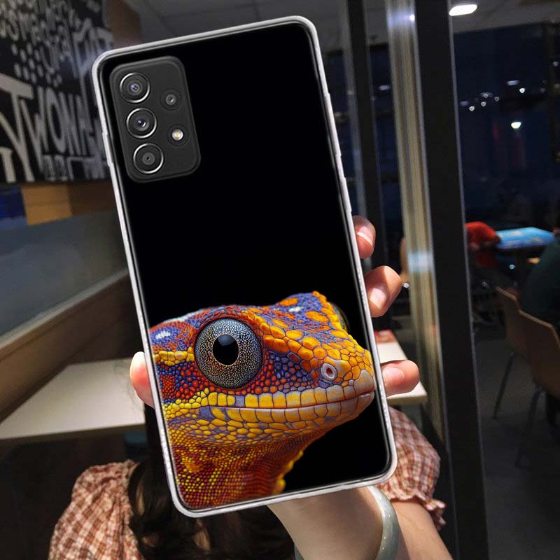 Lizards and Geckos Have Big Eyes Phone Case for Samsung A54 A57 A37 A17 A14 A15 A12 A24 A34 A55 A35 A25 A52S A07 A05S A04S A22 A