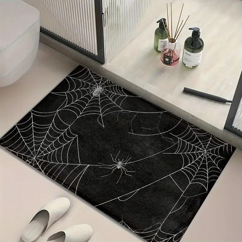 Halloween Spider Mat Non Slip Doormat Living Room Bedroom Kitchen Mat Polyester Easy Care Home Decor Rug Soft Carpet
