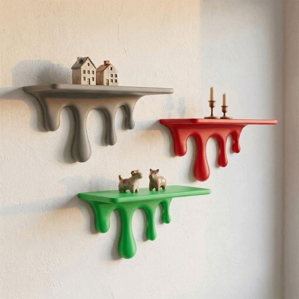 3D Printed Drip Floating Shelf Plastic Wall Storage Rack Melting Wall Shelf  Collectibles Display