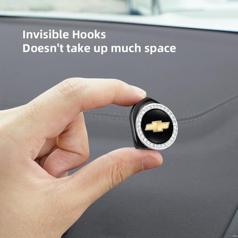 2Pcs Crystal Decoration Car Emblem Self Adhesive Mini Storage Hooks For Chevrolet Z71 Aveo Impala Lacetti Malibu Sail SS Cruze