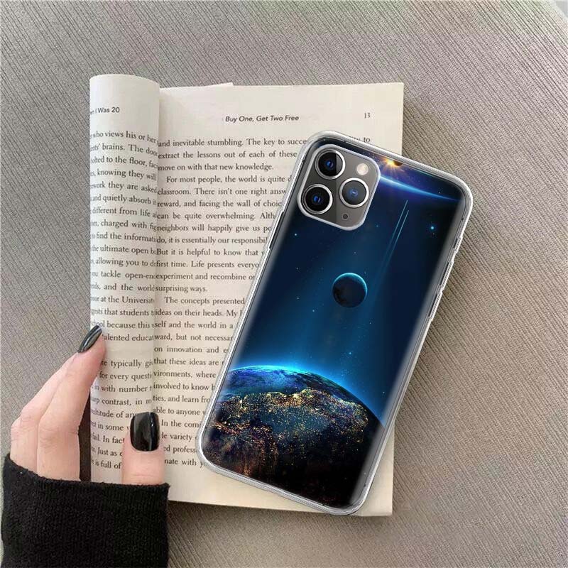 Earth, Stars, Space Phone Case For Apple Iphone 12 13 Mini 14 15 Pro 17 Pro Max Air 11 16E 16 Plus Shell Cover Clear T