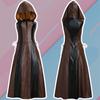 Amazon Wishebay European and American Hot-Selling Style, Chest-Tie Five-Size Sleeveless Hooded Long Leather Skirt in Stock