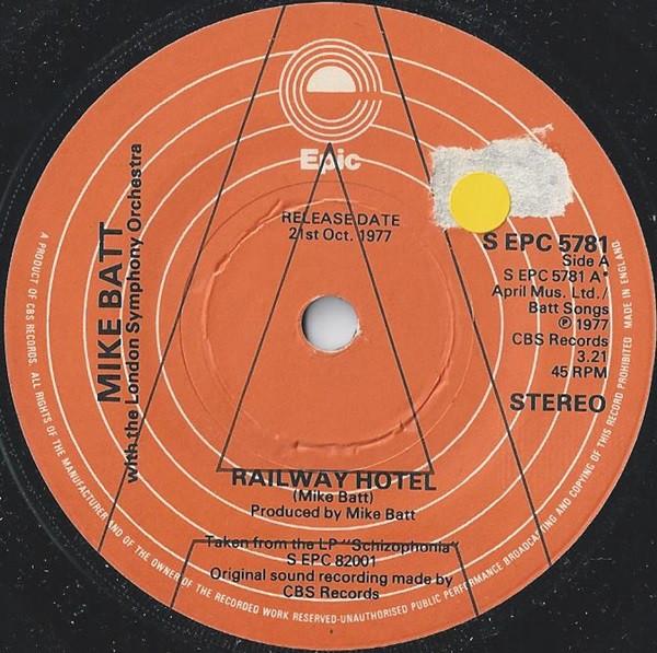 

7inch Record MIKE BATT Railway Hotel SEPC5781PROMO Epic 1977 UK Rock Used