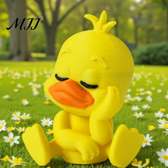 Exquisite Crafts for Colleagues 3D Printed Yellow Duck Figurine, Funny Statue with Vivid Expressions, Healing Desk Companion Cute Miniature