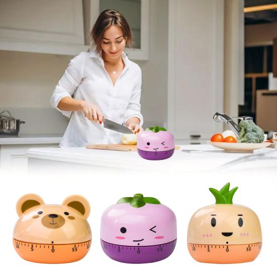 Minuteur de cuisine mécanique réglable 0-60 minutes Animal de dessin animé à remonter Compte à rebours manuel Alarme sonore Rappel Pas de piles nécessaires Minuteur coloré pour